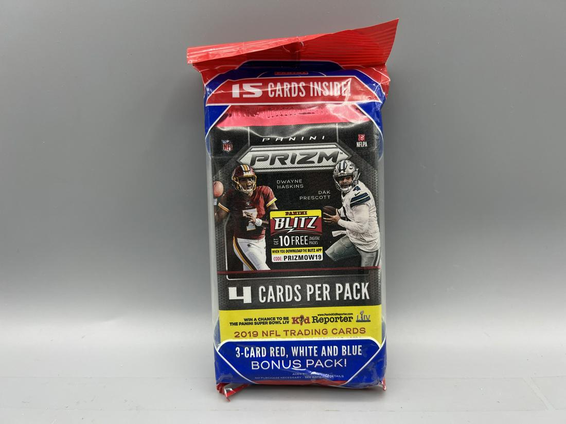 2019 Panini Prizm Football Value Pack - 3 Packs + 3 Card Red, White and Blue Bonus Pack - Possible (1 of 2)