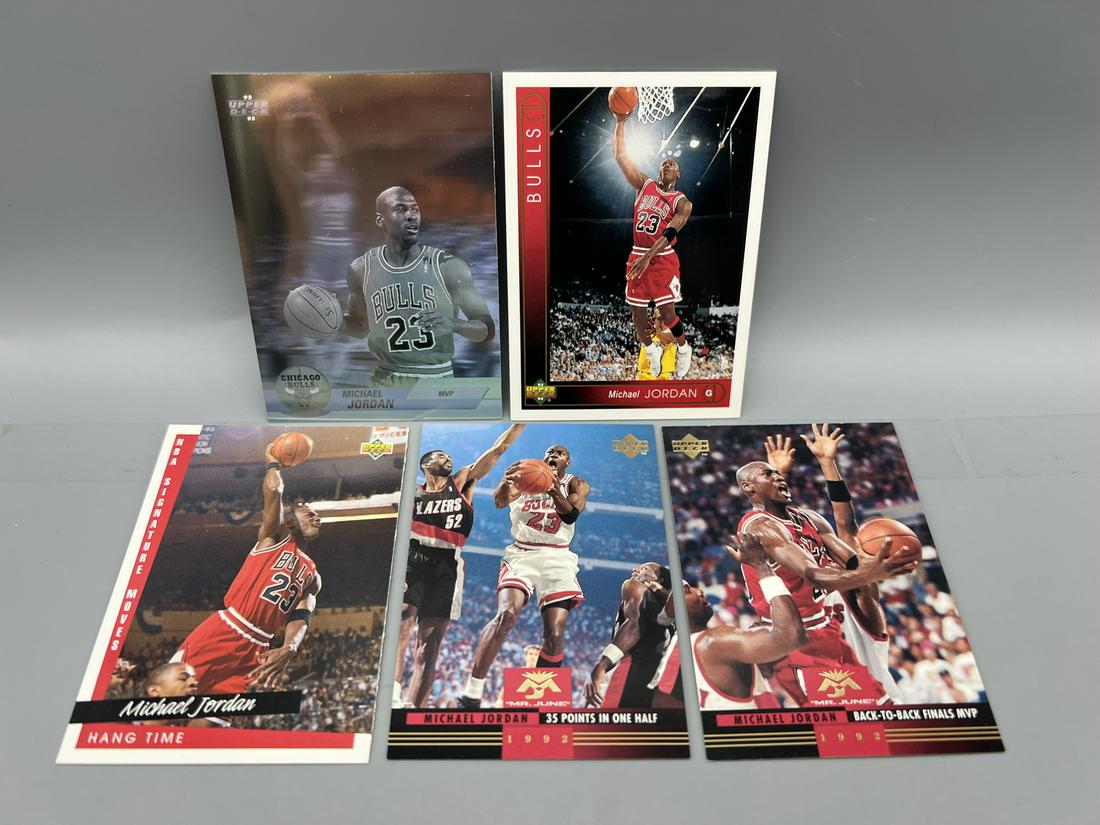 Lot of (5) Assorted Michael Jordan Cards - Varying Conditions - AW9 Hologram (1 of 2)