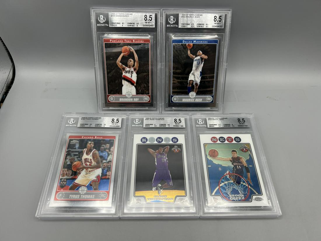 Lot of (5) Assorted Topps Chrome Basketball RC's All Graded BGS NM 8.5 - Brandon Roy & Brook Lopez (1 of 2)