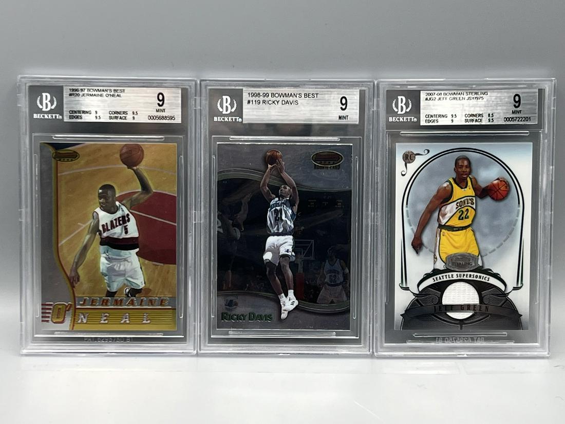 Lot of (3) Assorted Basketball Slabbed RC's All Graded BGS Mint 9 - Jermaine O'Neal RC & Jeff Green (1 of 2)
