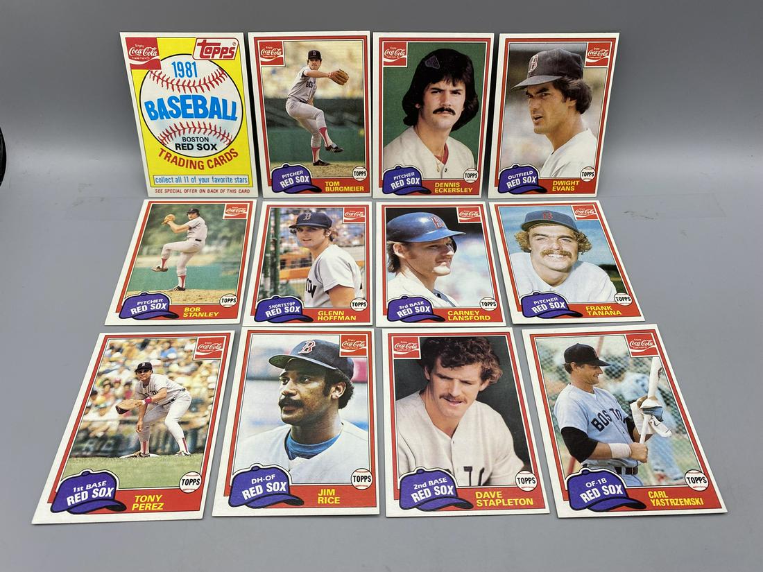 1981 Coca-Cola Topps Red Sox Team Set - Dennis Eckersley, Carl Yastrzemski, Tony Perez - Varying: 1981 Coca-Cola Topps Red Sox Team Set - Dennis Eckersley, Carl Yastrzemski, Tony Perez - Varying Conditions