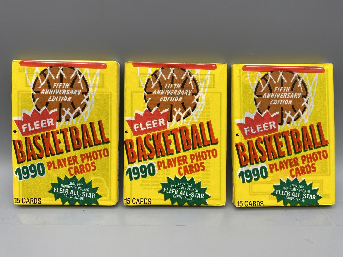 Lot of (3) 1990 Fleer Basketball Unopened Packs - Possible Michael Jordan? (1 of 2)