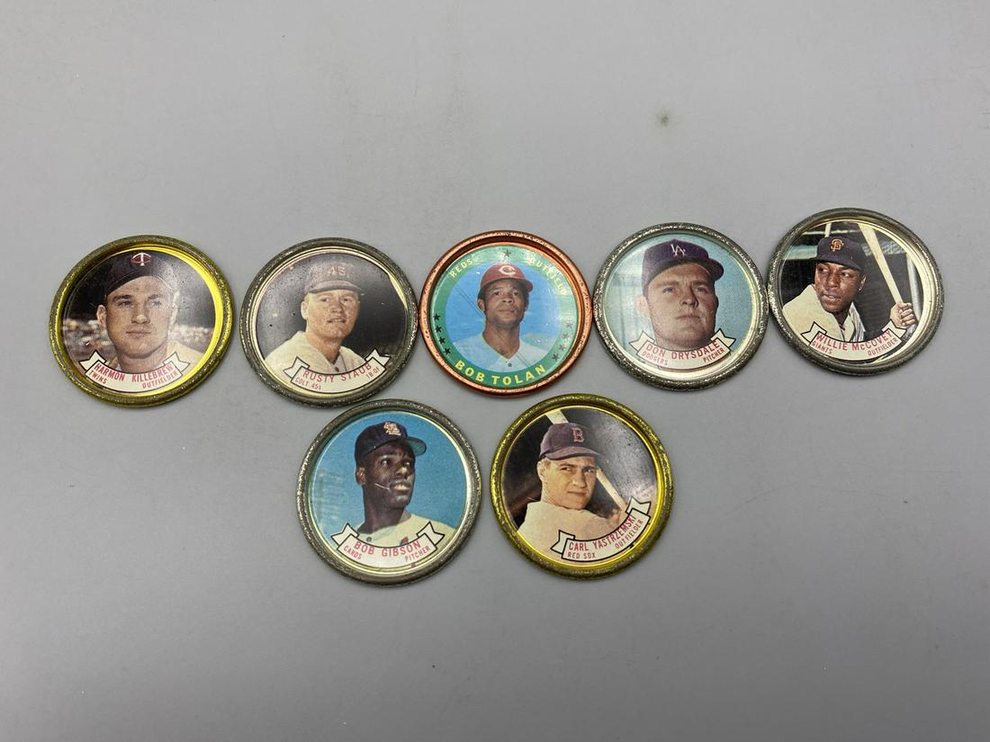 Topps Coins - 1964 Harmon Killebrew, Bob Gibson, Don Drysdale, Yastrzemski, McCovey, Staub, 1971 Bob: Topps Coins - 1964 Harmon Killebrew, Bob Gibson, Don Drysdale, Yastrzemski, McCovey, Staub, 1971 Bob Tolan