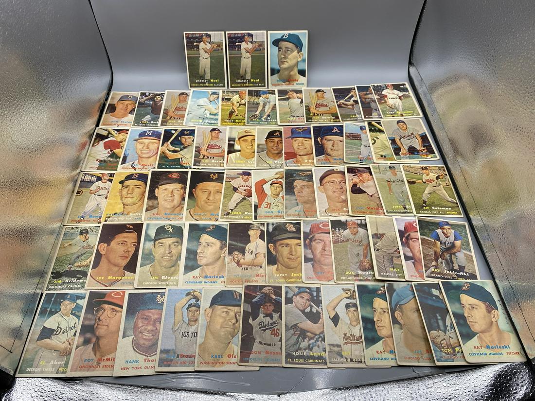 Lot of (100) 1957 Topps Baseball Assorted Cards - Mostly Low Grade Condition (1 of 10)