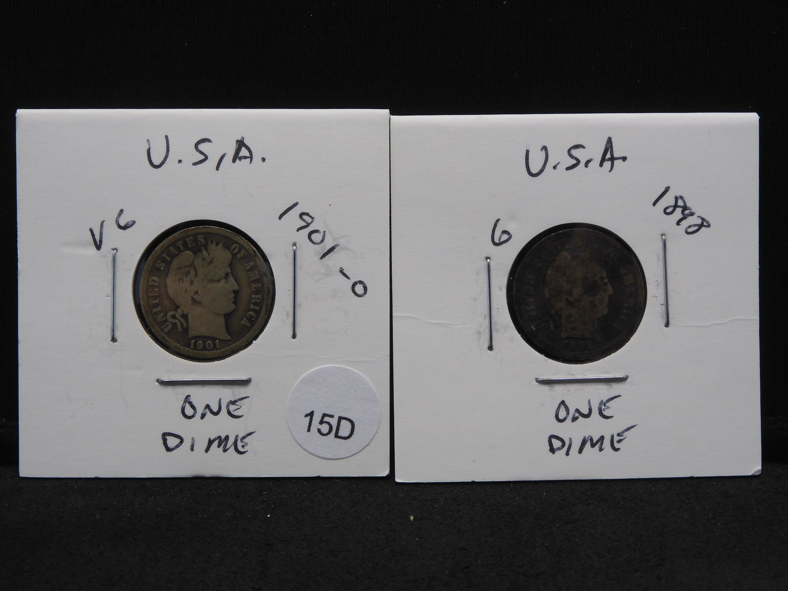 1898 & 1901-O Silver Barber Dimes - Over 120 Years Old! (1 of 5)