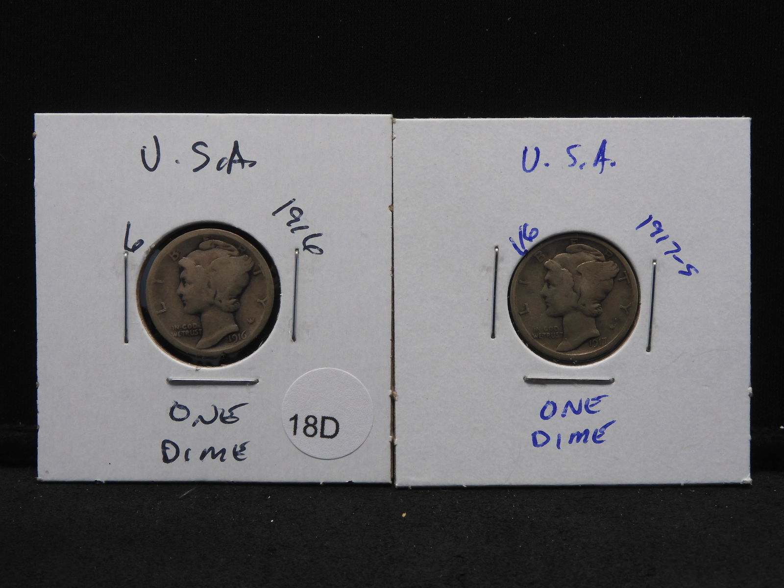 1916 & 1917-S Mercury Dimes - Better Dates - First & Second Year! (1 of 5)