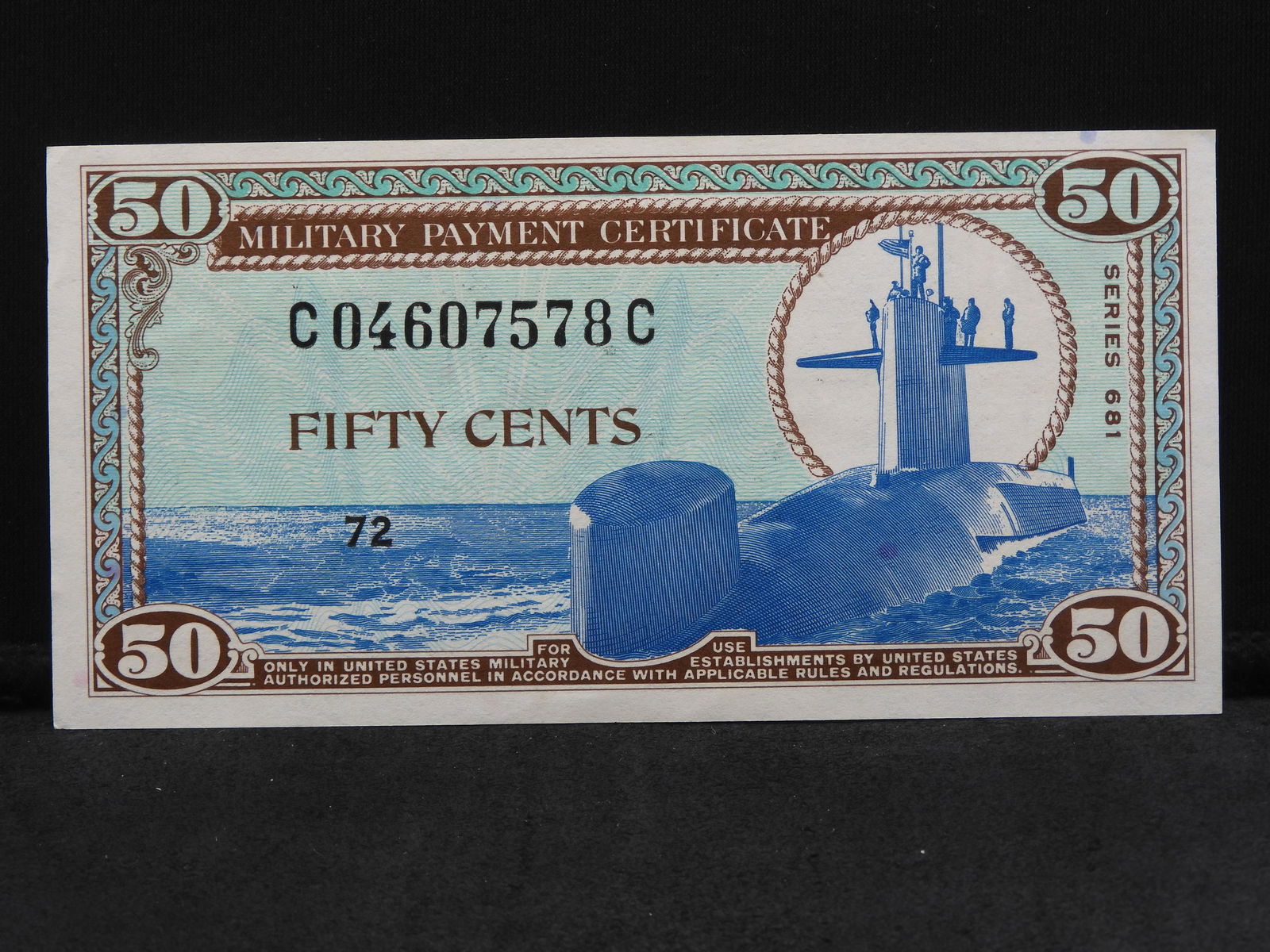 MPC Series 681 50 Cent Note Uncirculated.  Vietnam 1969-70.  Scarce. (1 of 2)