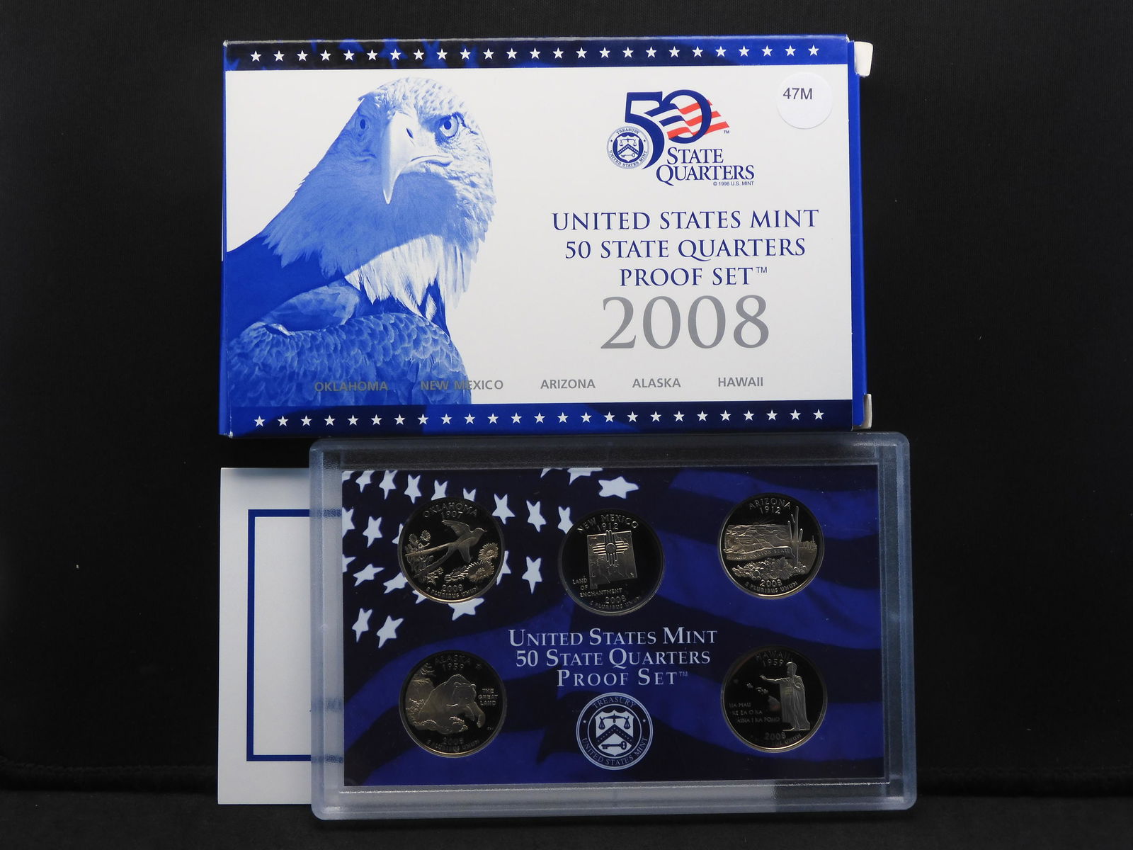 2008-S U.S. Mint 5-Coin Quarters Proof Set With Original Gov't Packaging And COA. OK NM AZ HI AK. (1 of 4)