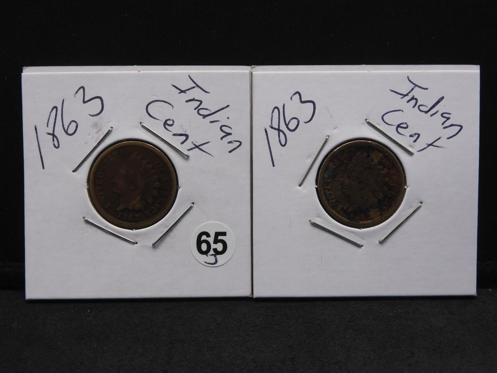 1863 (Qty 2) Indian Cent (1 of 5)