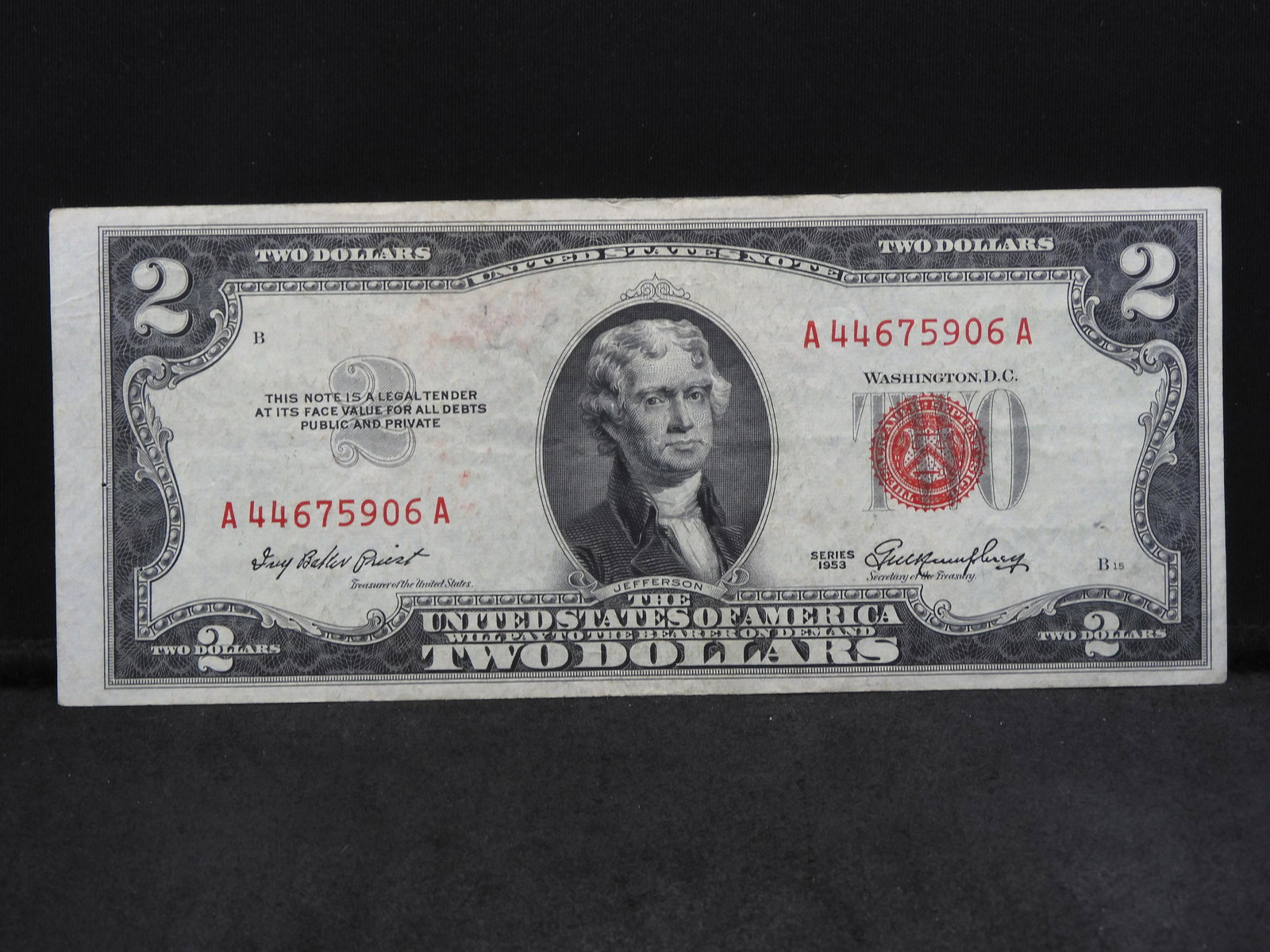 1953 Series Two Dollar Note $2 - Cut Off Center (1 of 5)