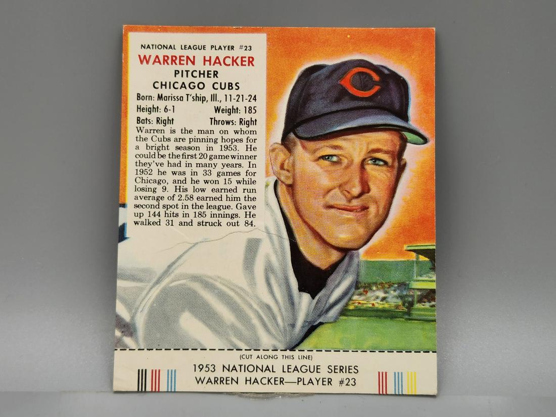 1953 Red Man Warren Hacker #23 With Tab (1 of 2)