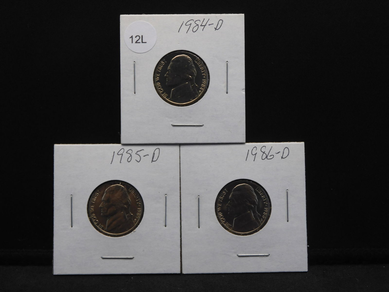 1984-D, 1985-D, 1986-D Brilliant Uncirculated Jefferson Nickels.  3 Coins. (1 of 7)