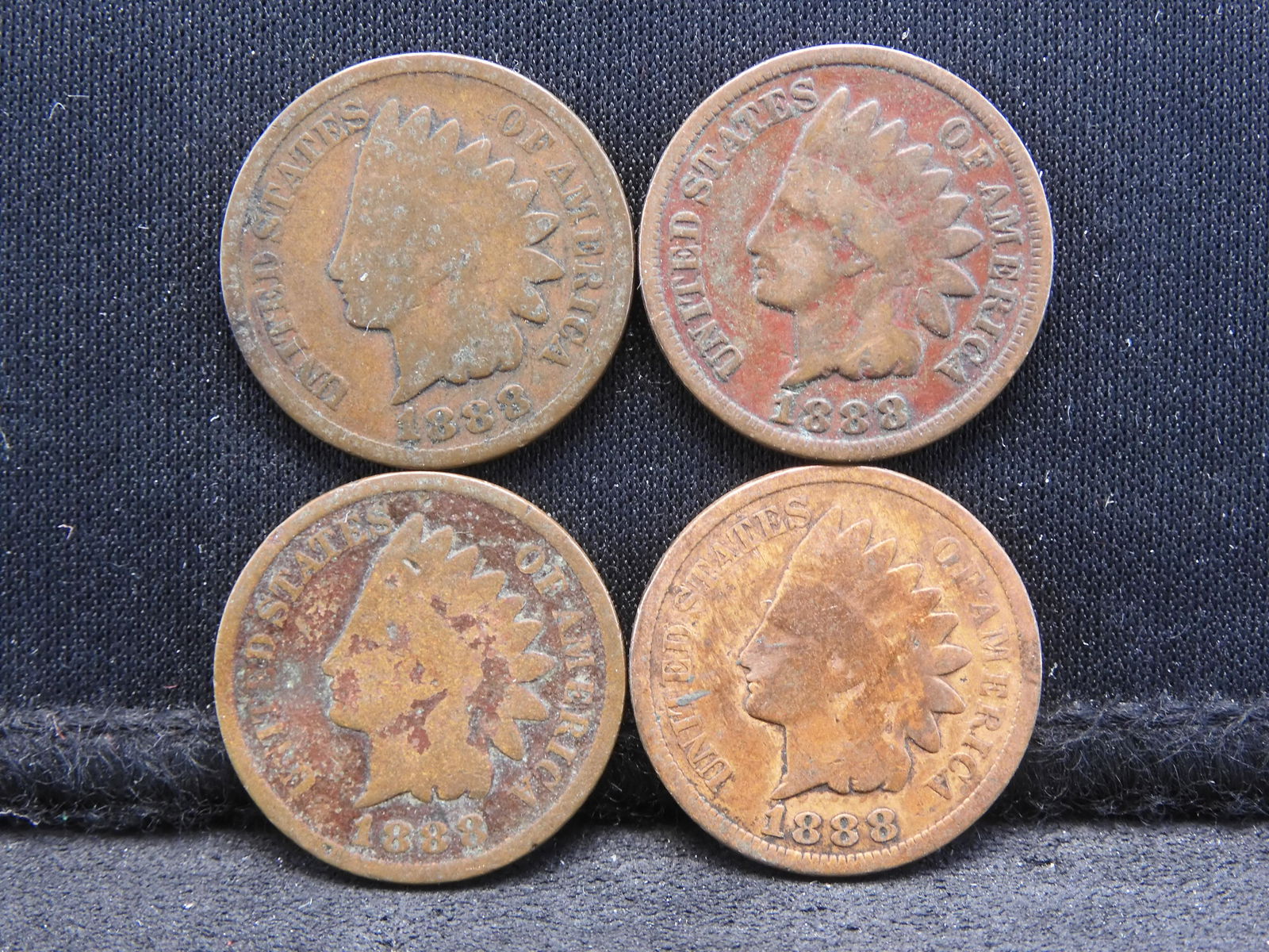 Four 1888 Indian Head Cents (1 of 2)