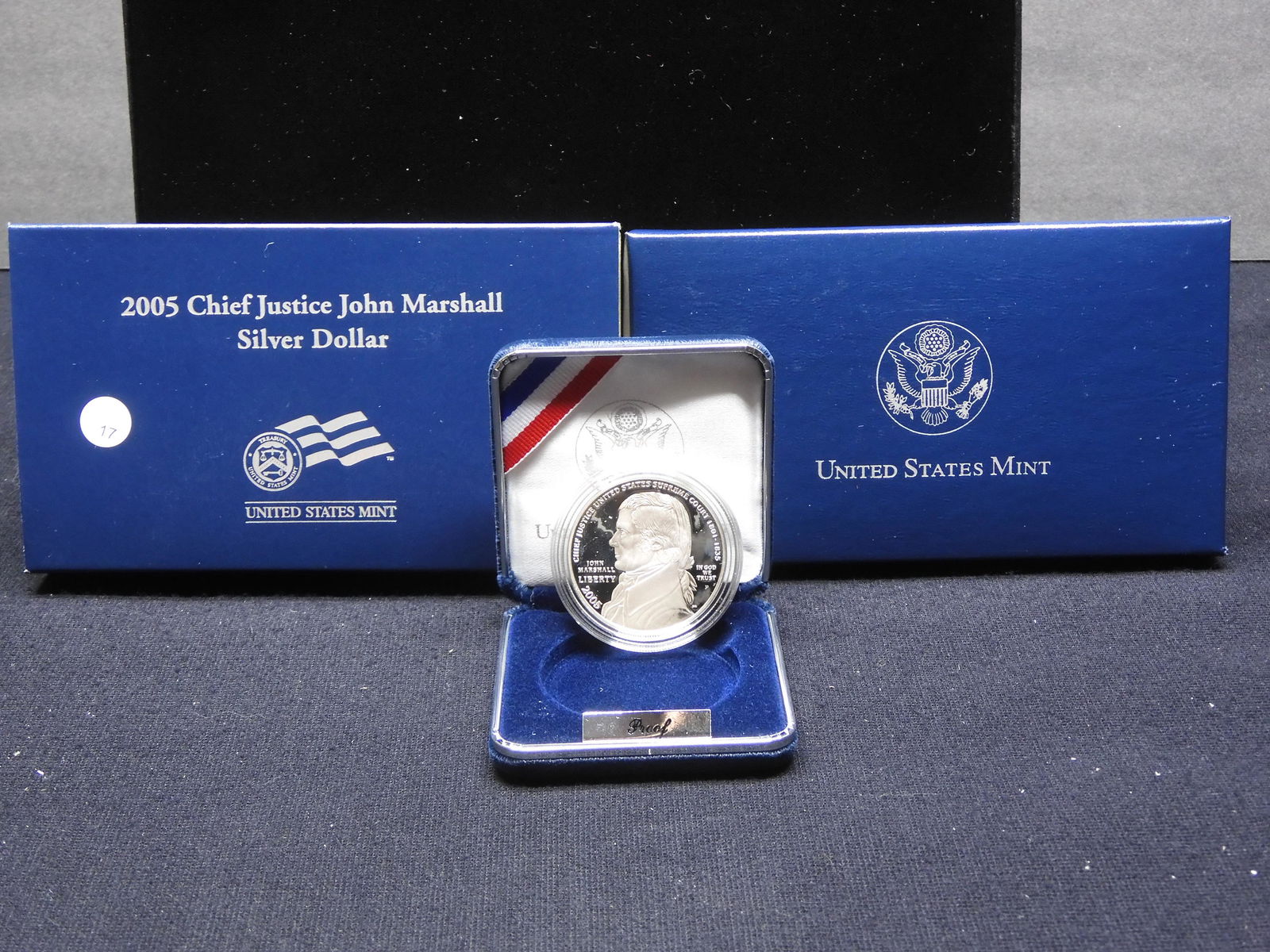 2005-P Chief Justice John Marshall Commemorative $1. GEM Proof in original box.: 2005-P Chief Justice John Marshall Commemorative $1. GEM Proof in original box.