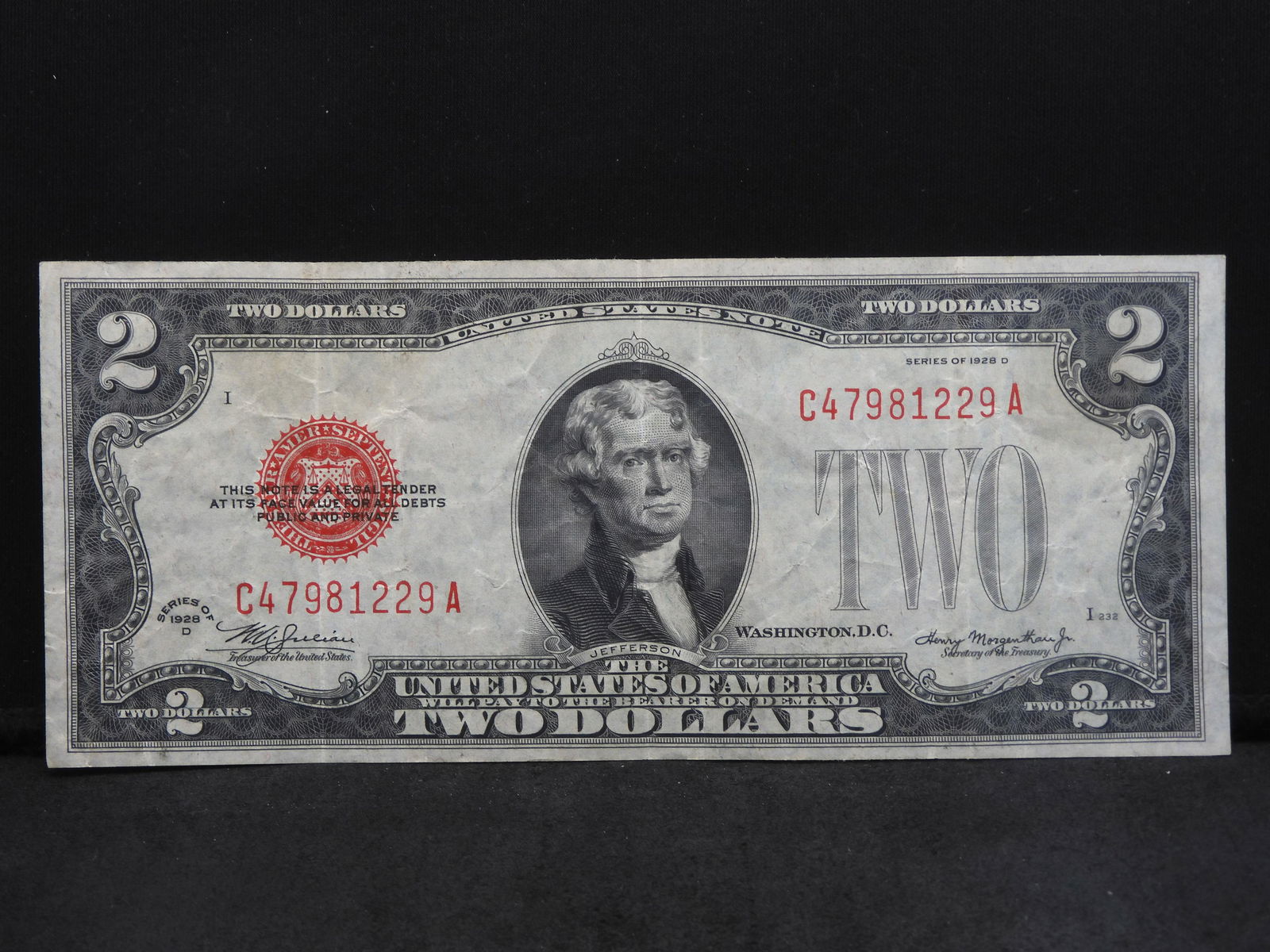 1928-D Series $2 TWO DOLLAR UNITED STATES RED SEAL NOTE Nice Condition! (1 of 3)