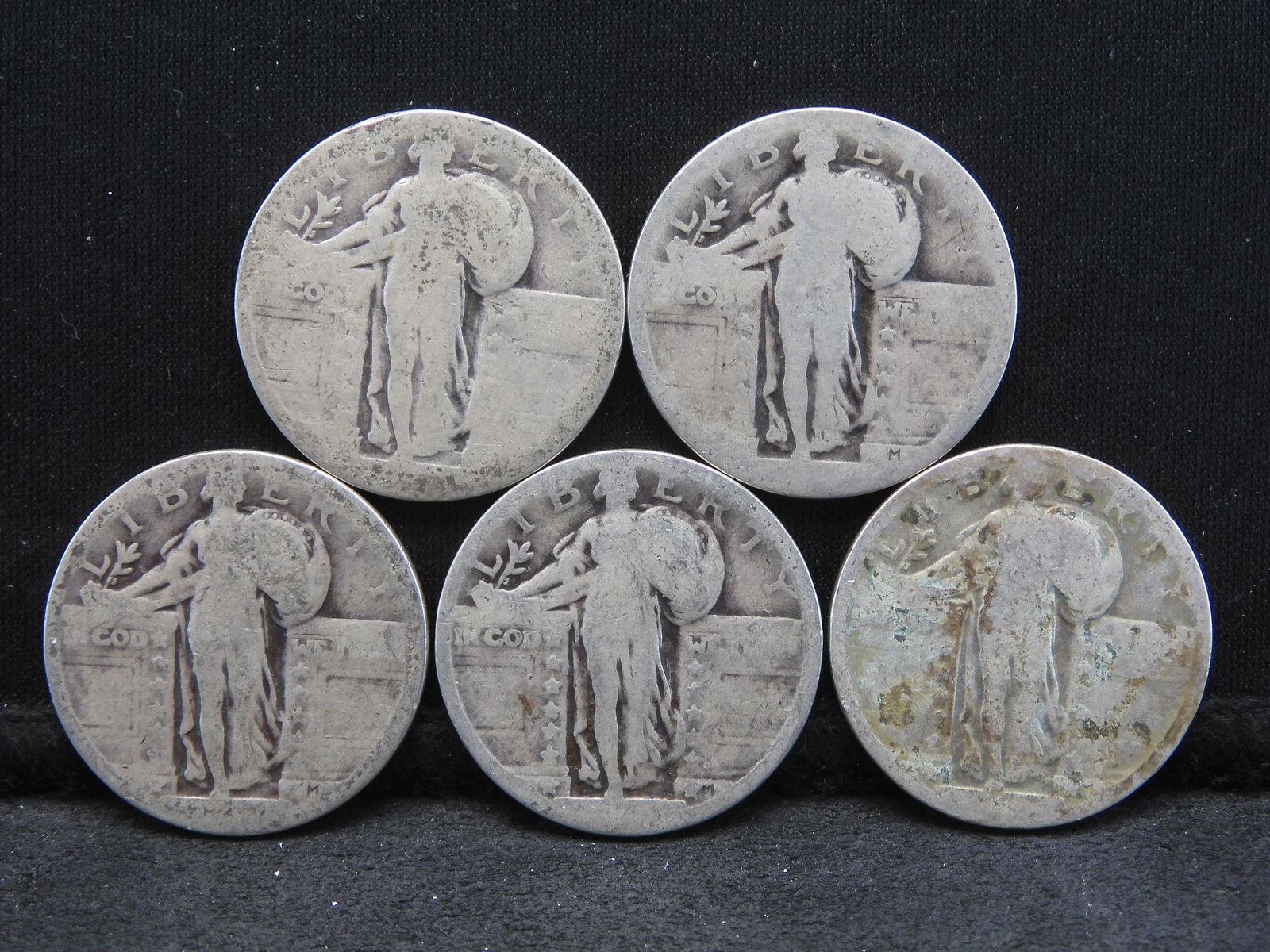 Five Standing Liberty Quarters w/o Dates (1 of 2)