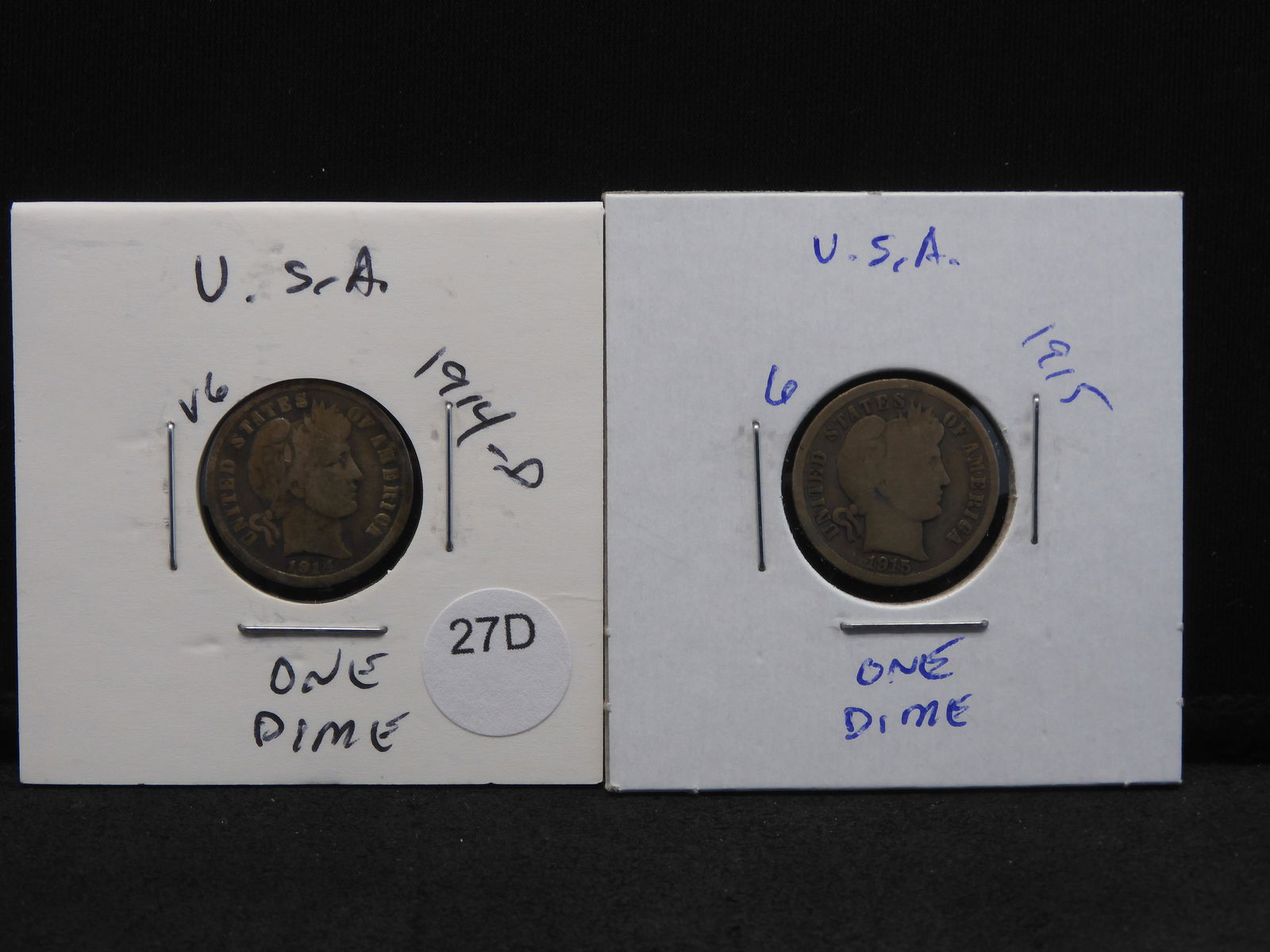 1914-D & 1915 Barber Dimes - Over 100 Years Old! (1 of 5)