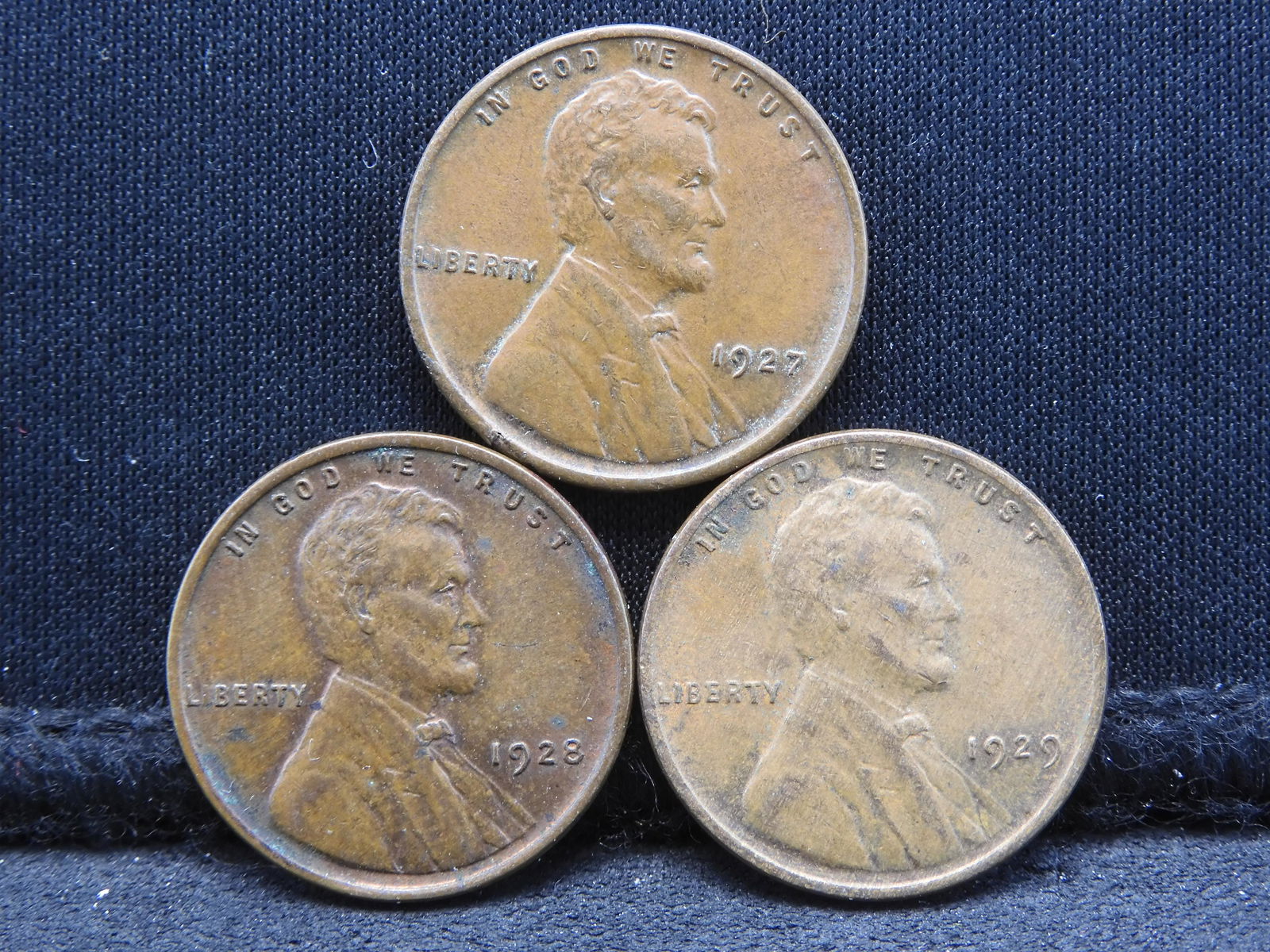 1927, 1928, 1929 AU-BU Lincoln Head Wheat Cents. (1 of 2)
