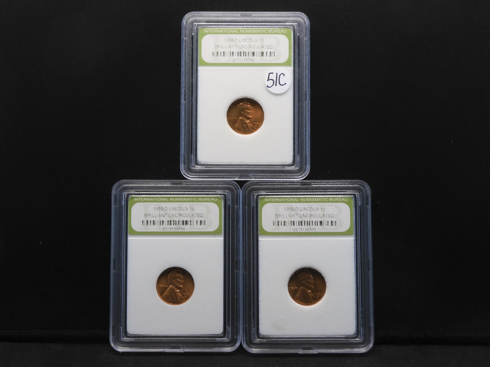 Three 1959 Red BU First Year Lincoln Memorial Cents (1 of 13)