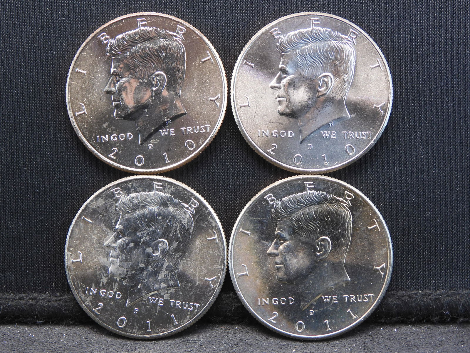 2010 P & D and 2011 P & D Gem BU Kennedy Half Dollars from Mint Sets. (1 of 2)