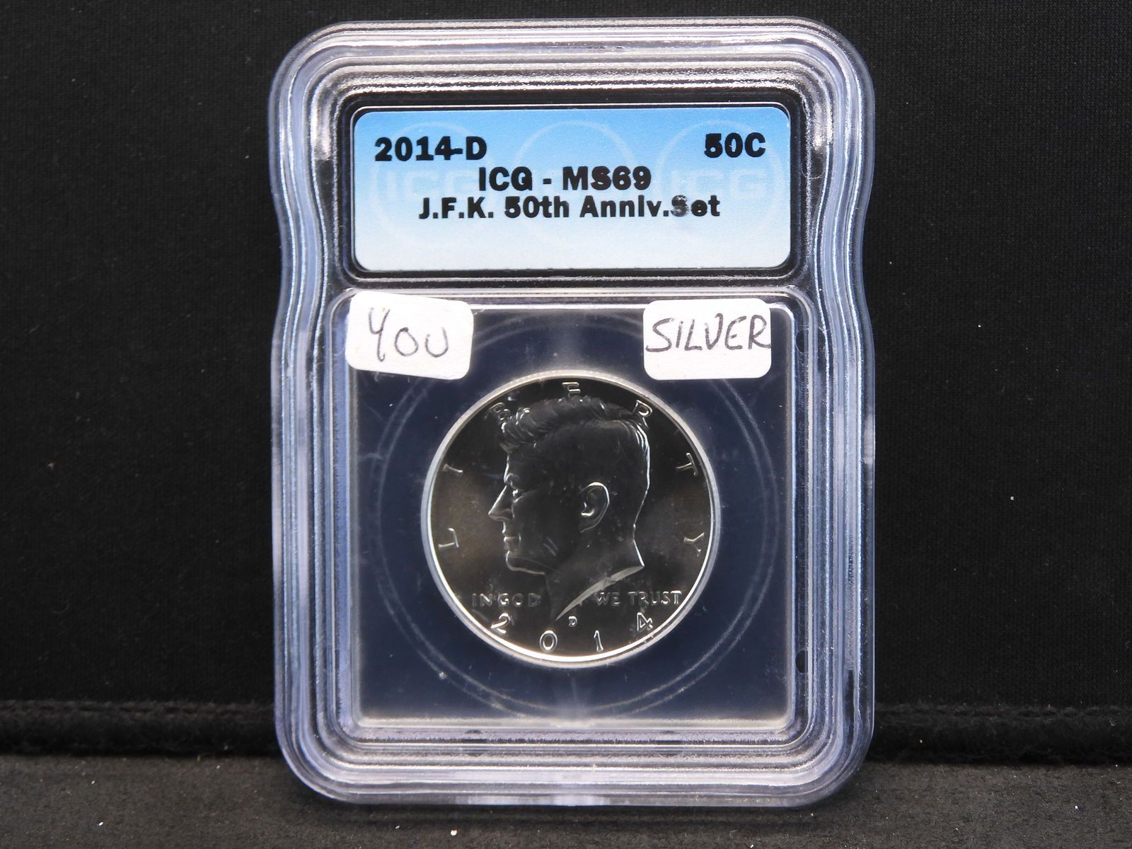 2014-D 90% Silver ICG MS69 Kennedy Half Dollar from 4 coin Anniversary set. First Silver D mint (1 of 4)