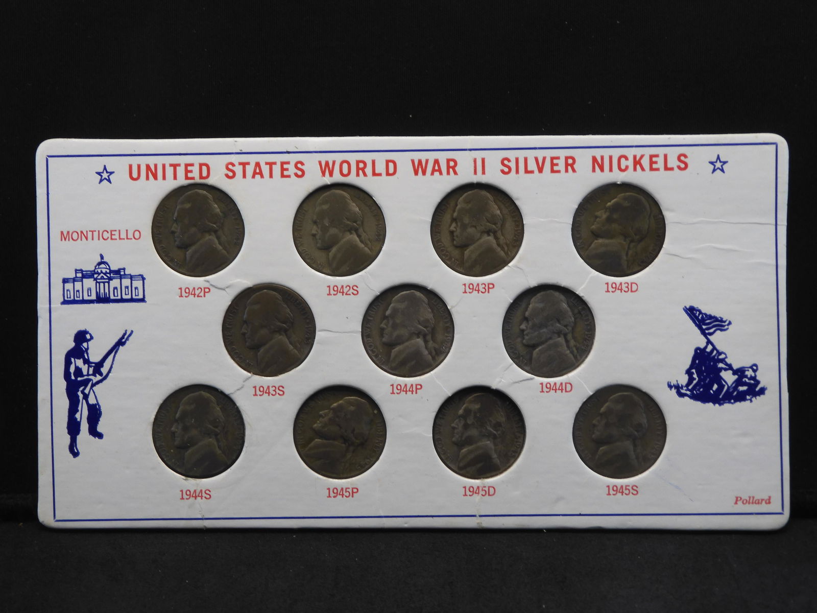 11- Silver War Nickels 1942-1945 Complete set. (1 of 3)