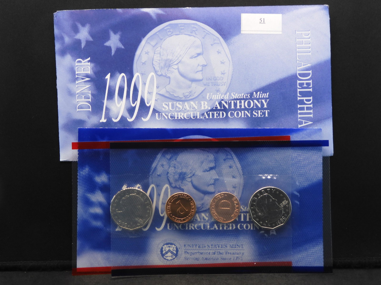 1999 P/D Susan B. Anthony Uncirculated Coin Set - 2 Coins OGP: 1999 P/D Susan B. Anthony Uncirculated Coin Set - 2 Coins OGP