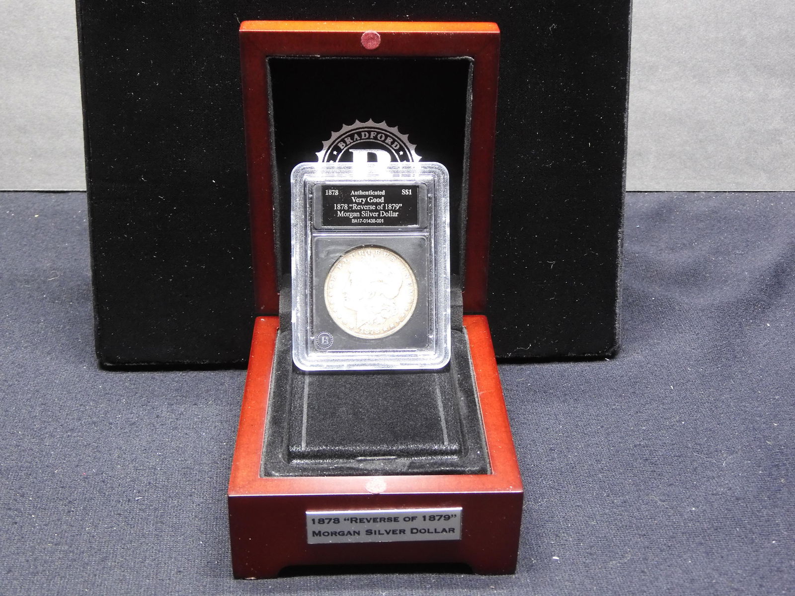 1878 Reverse of 1879 Morgan Silver Dollar in a Beautiful Wooden Case - Slabbed (1 of 7)
