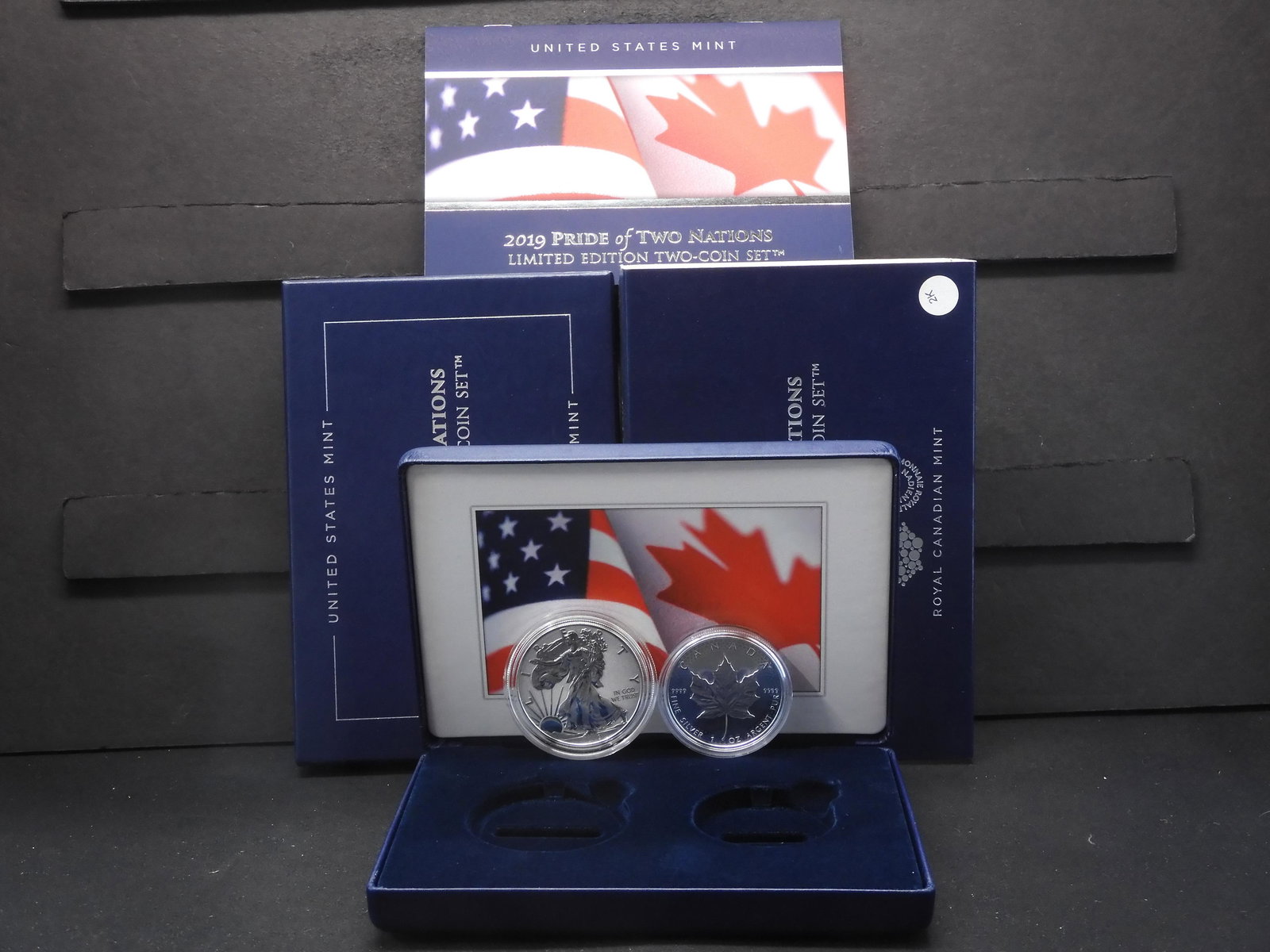 2019 Pride of Two Nations w/2019-W American 99.9% Silver Dollar & 99.99% One Oz. Silver Maple Leaf- (1 of 4)