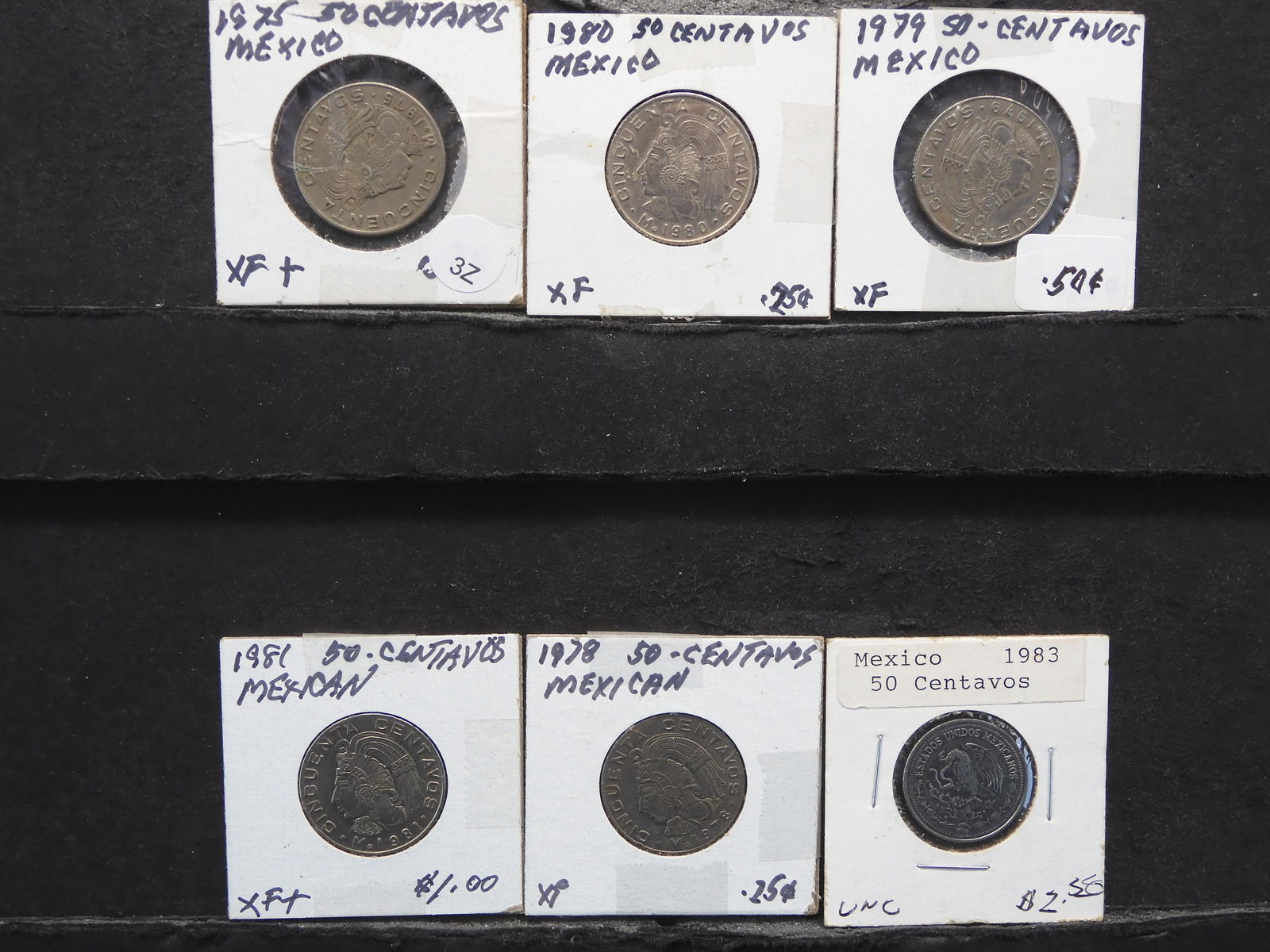1975-Mo, 1978-Mo, 1979-Mo, 1980-Mo, 1981-Mo, & 1983-Mo MEXICO 50 CENTAVOS COINS (1 of 5)