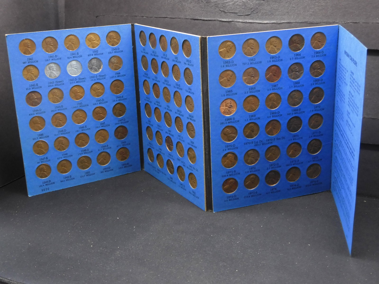 90 Lincoln Wheat Cents & Memorial Cents In a Whitman Collector Folder 1941 to 1974-S Complete Book (1 of 8)