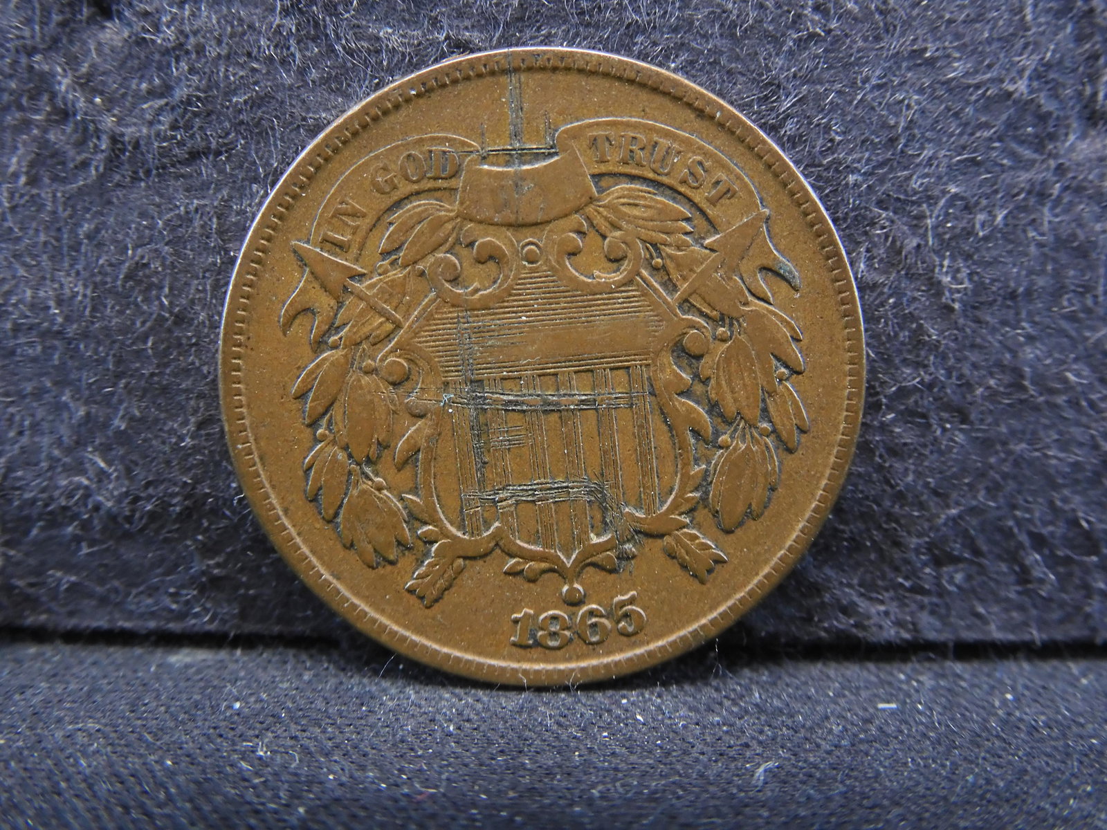 1865 Two Cent Coin - Nice Detail (1 of 2)