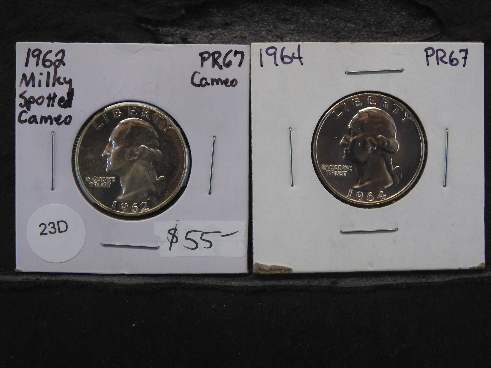 (2) Silver Washington Quarters 1962 & 64  PR/Cameo (1 of 3)