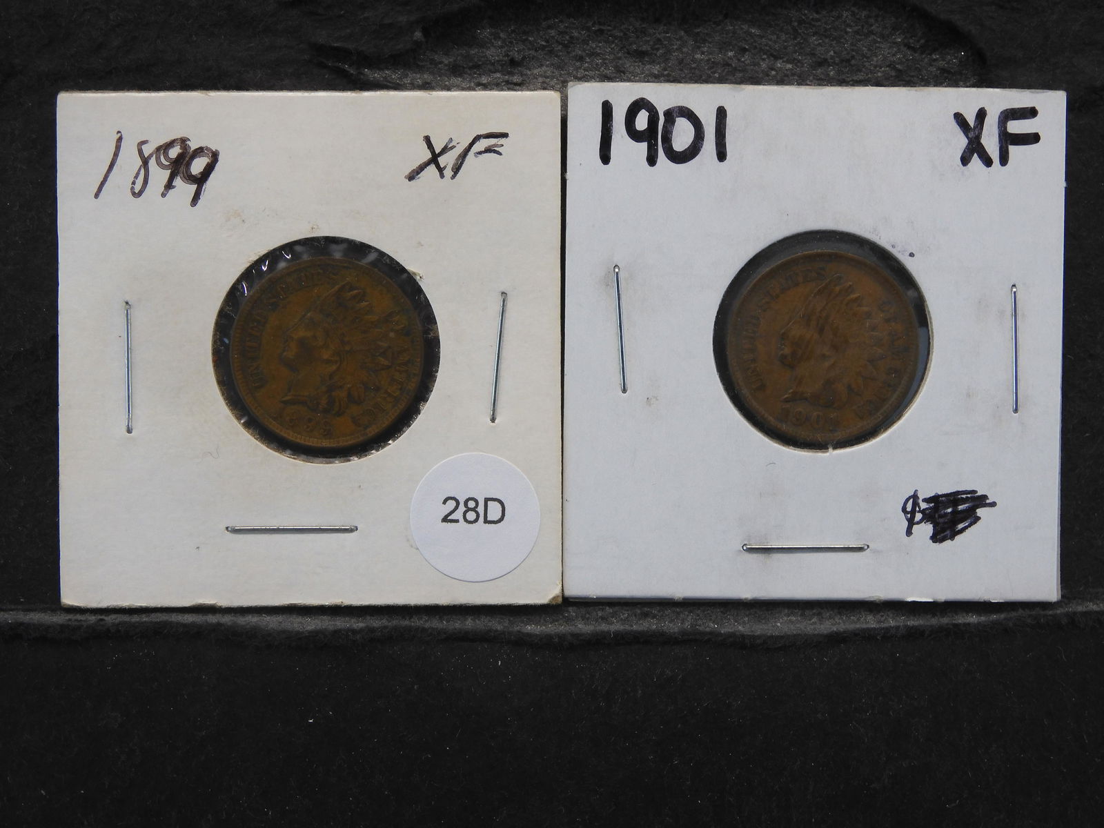 (2) Indian Head Cents, 1899 & 1901 , XF, Really Nice Coins (1 of 3)