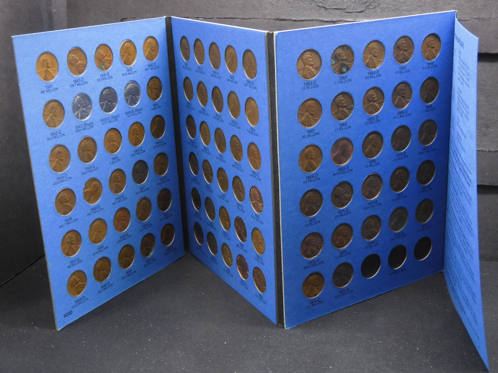 87 Lincoln Wheat Cents & Memorial Cents In a Whitman Collector Folder 1941 to 1974-S (1 of 8)