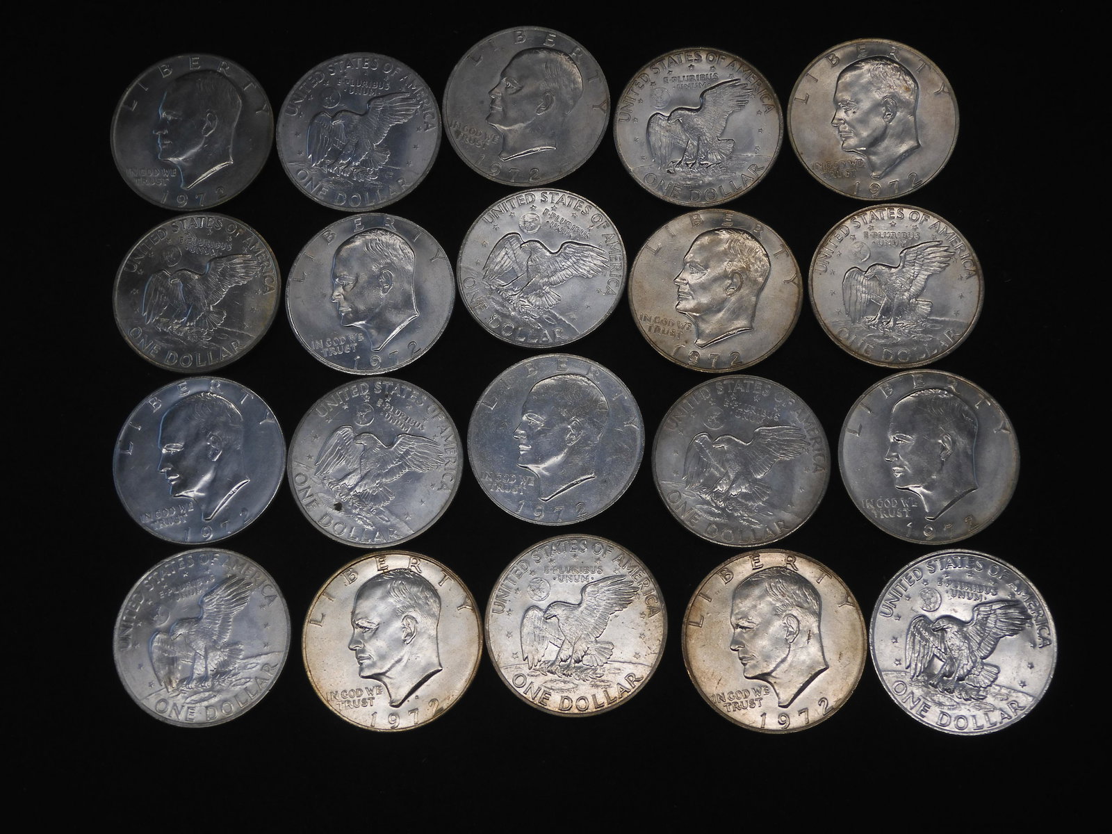 20 - 1972 Clad Eisenhower Dollars Unc /AU (1 of 5)