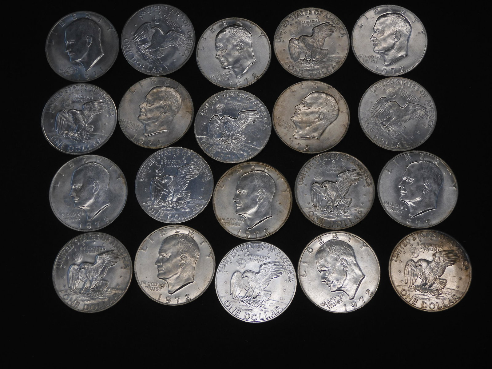 20 - 1972 Clad Eisenhower Dollars Unc /AU (1 of 5)