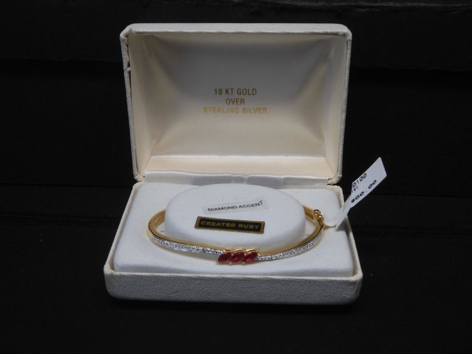 18k Gold over Sterling Ruby Bangle Bracelet (1 of 6)