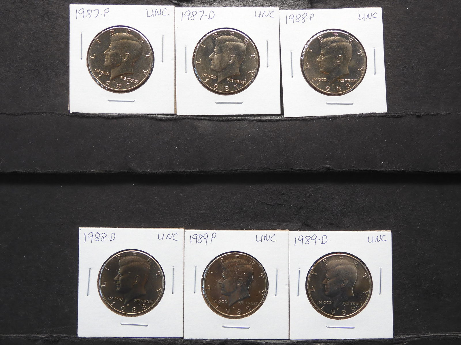 1987, 1987-D, 1988, 1988-D, 1989, 1989-D Clad Kennedy Half Dollars (1 of 7)