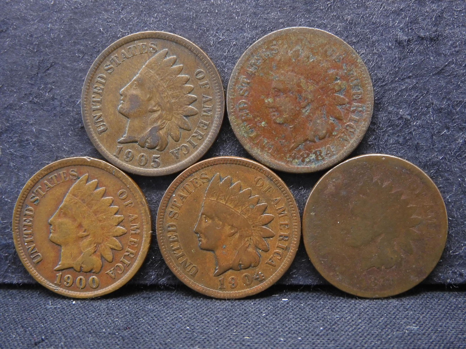 1879, 1884, 1900, 1904, 1905 Indian Head Cents (1 of 2)