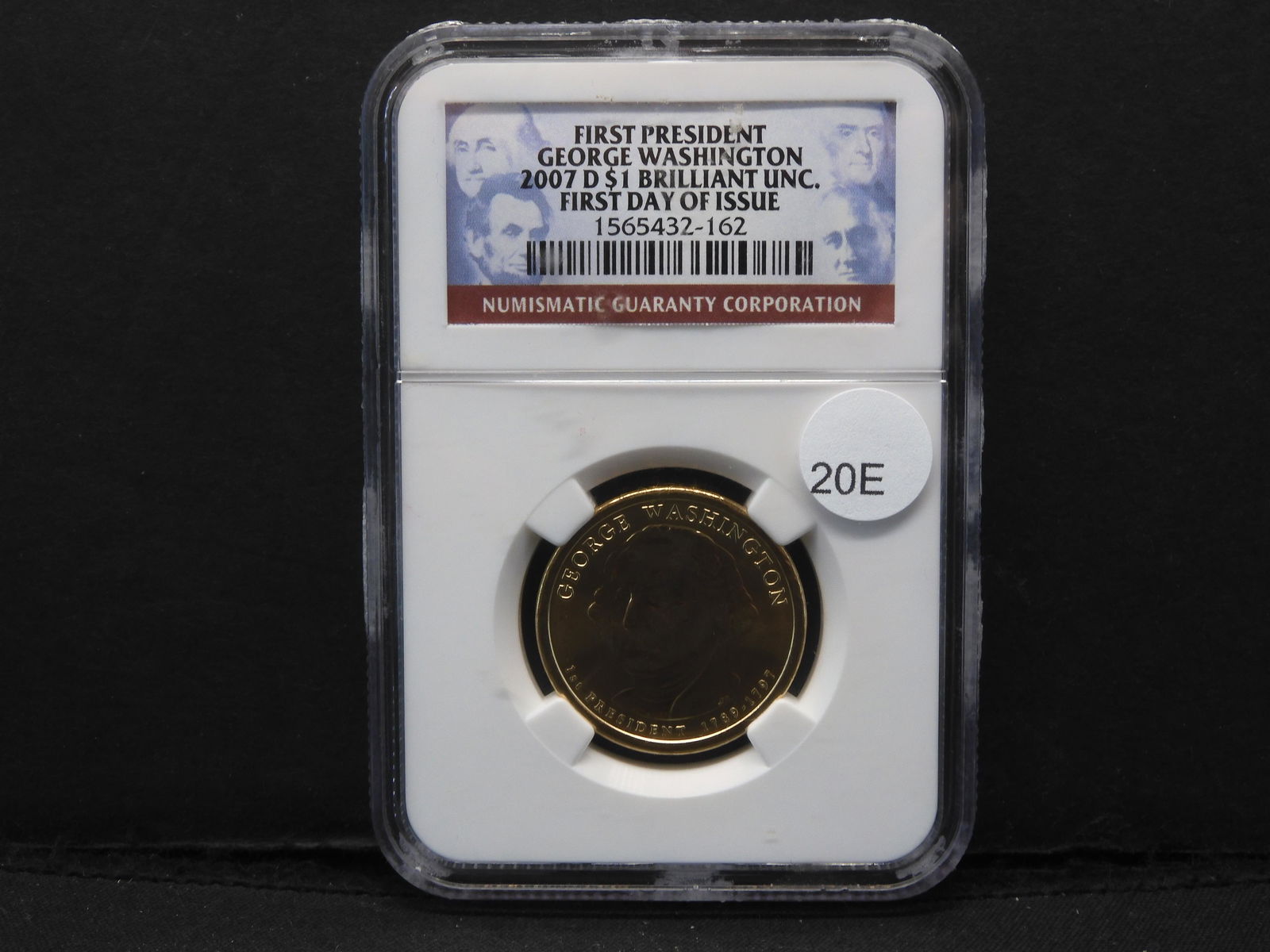 2007-D George Washington Presidential $1.  First President.  NGC Brilliant UNC.  First Day Of Issue. (1 of 4)