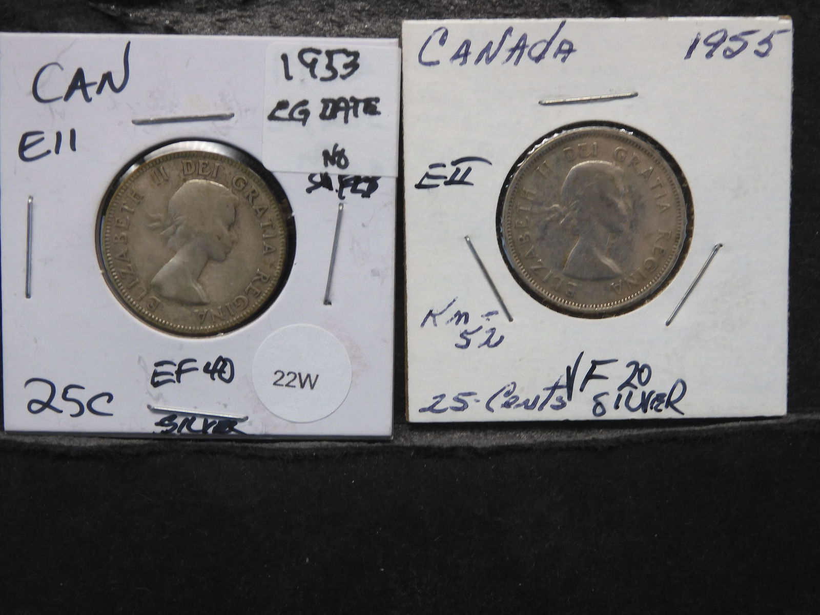 1953 & 1955 Canadian 80% Silver Quarters (1 of 3)