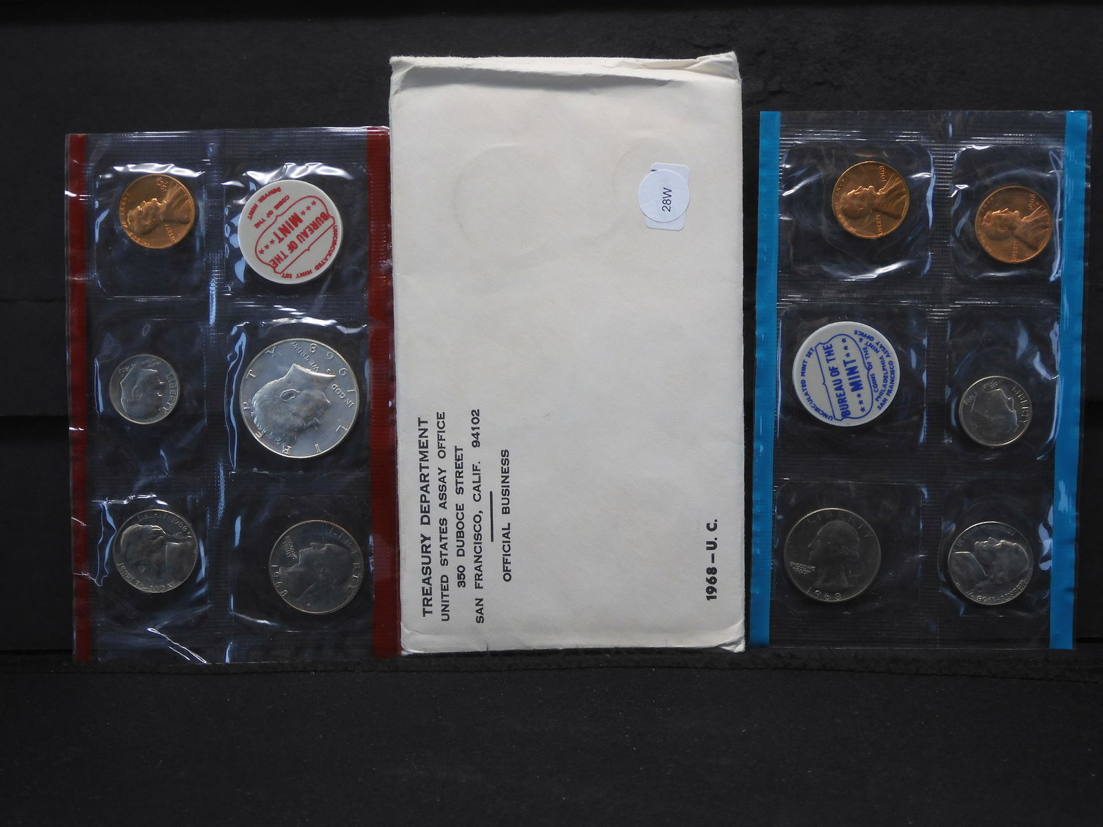 1968 P & D US Mint Unc set One 40% Silver Kennedy Half Dollar (1 of 5)