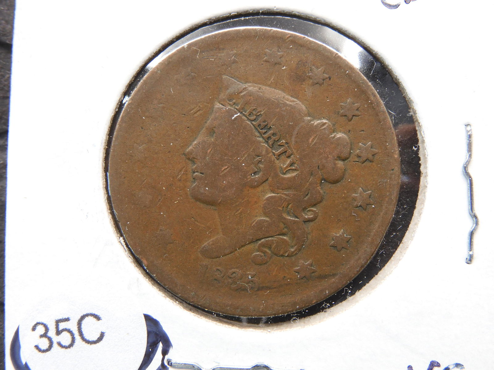 1835 Large Cent.  VG. (1 of 3)
