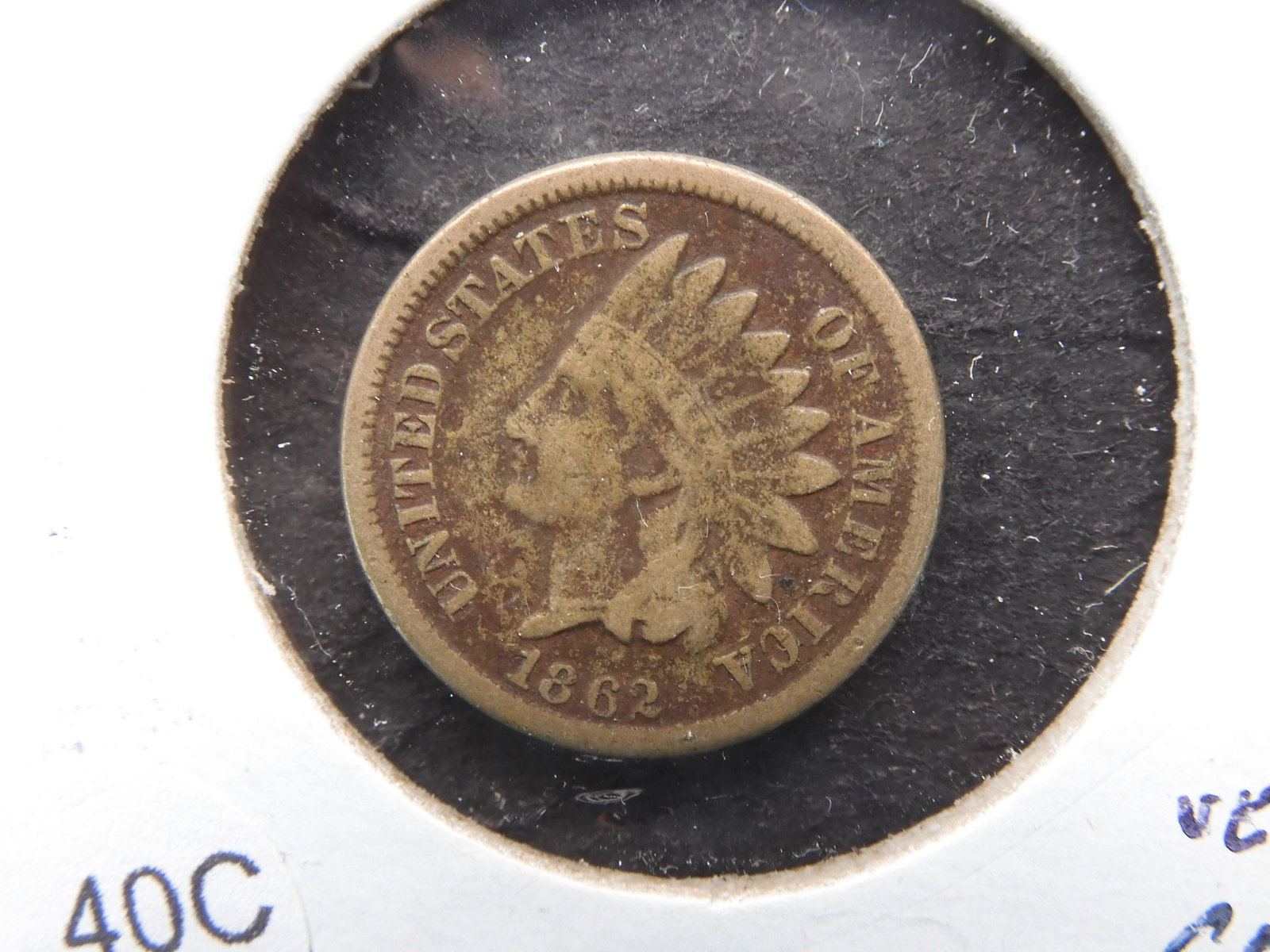 1862 Indian 1c.  Very Good Details. (1 of 3)