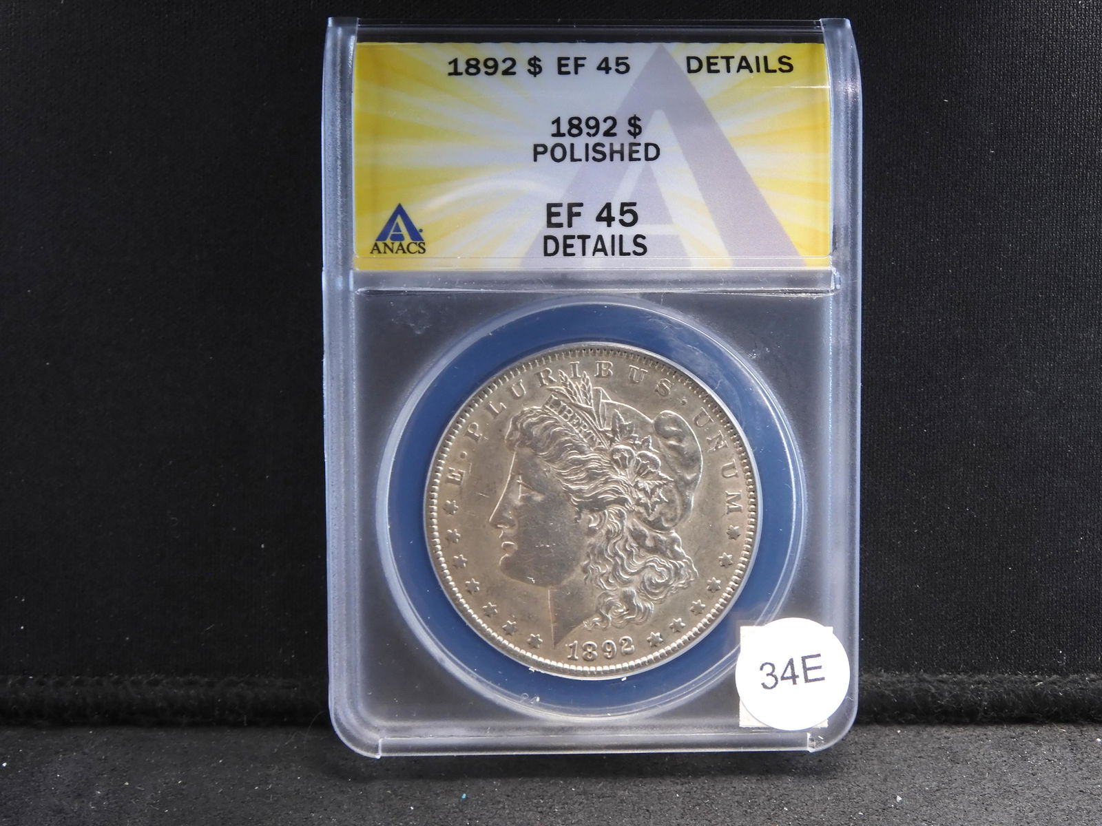 1892 Morgan Dollar ANACS EF 45 Details - Polished (1 of 4)