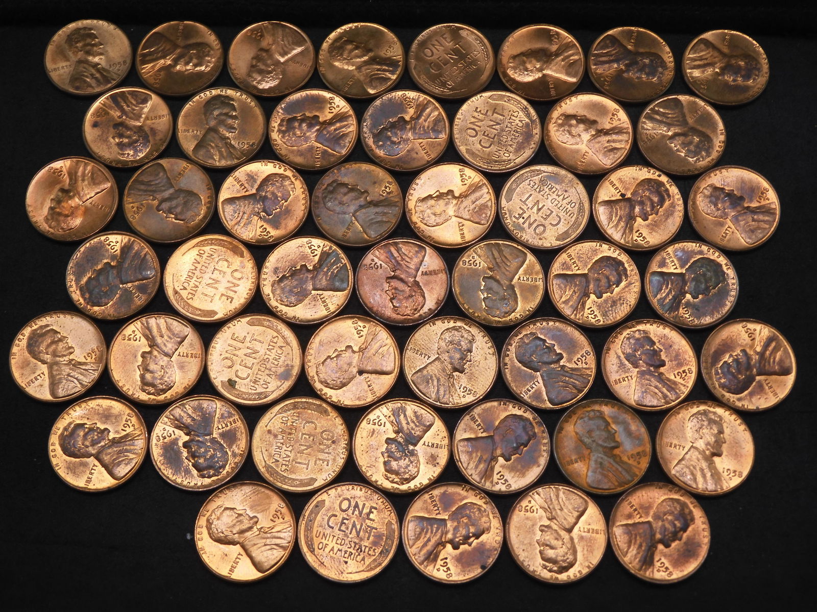 Lot of 50 1958-D Lincoln Cents - Red Brown - UNC (1 of 3)