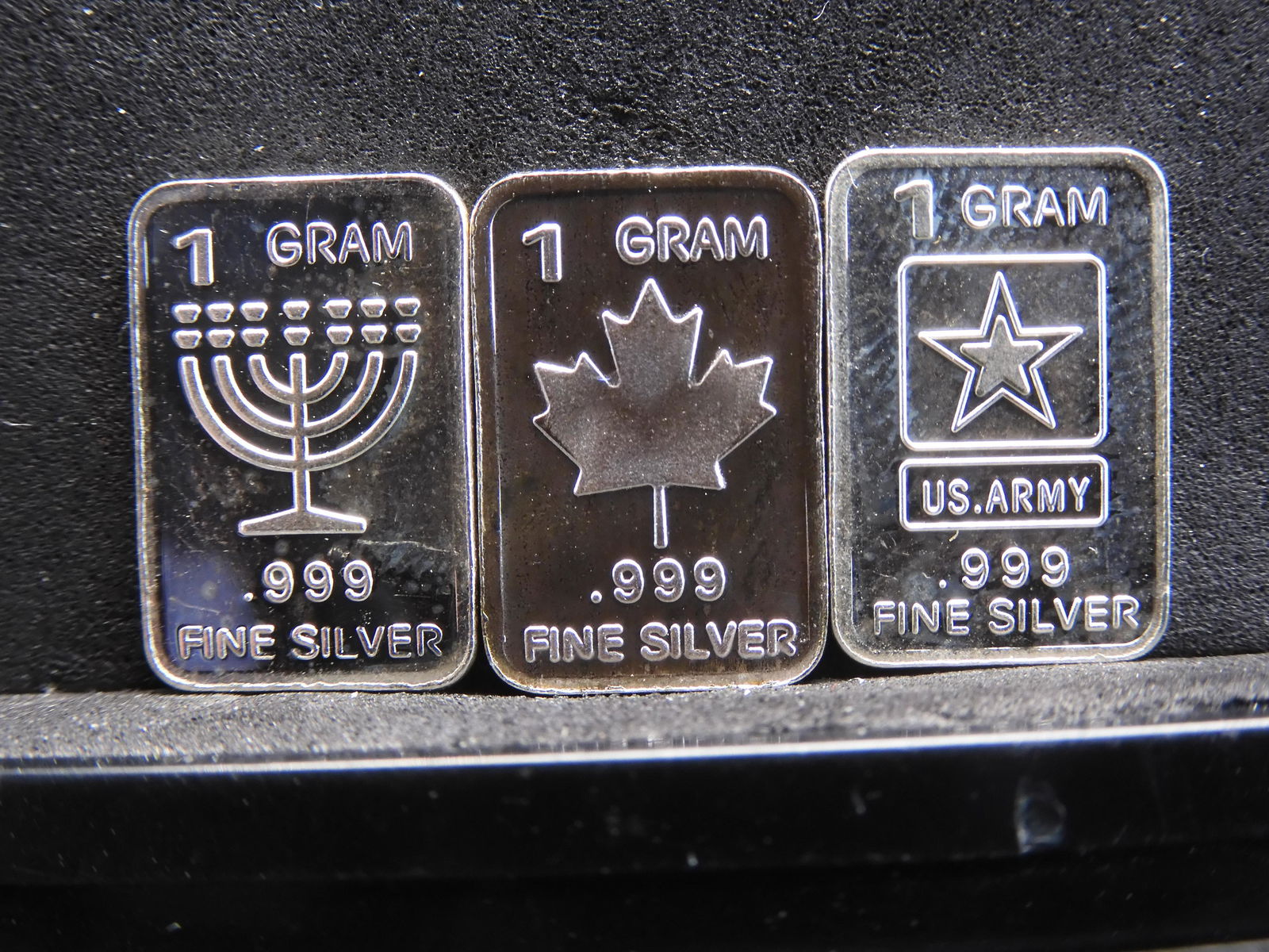Silver - Three - 1 Gram .999 Silver Bars Depicting Different Themes (1 of 3)