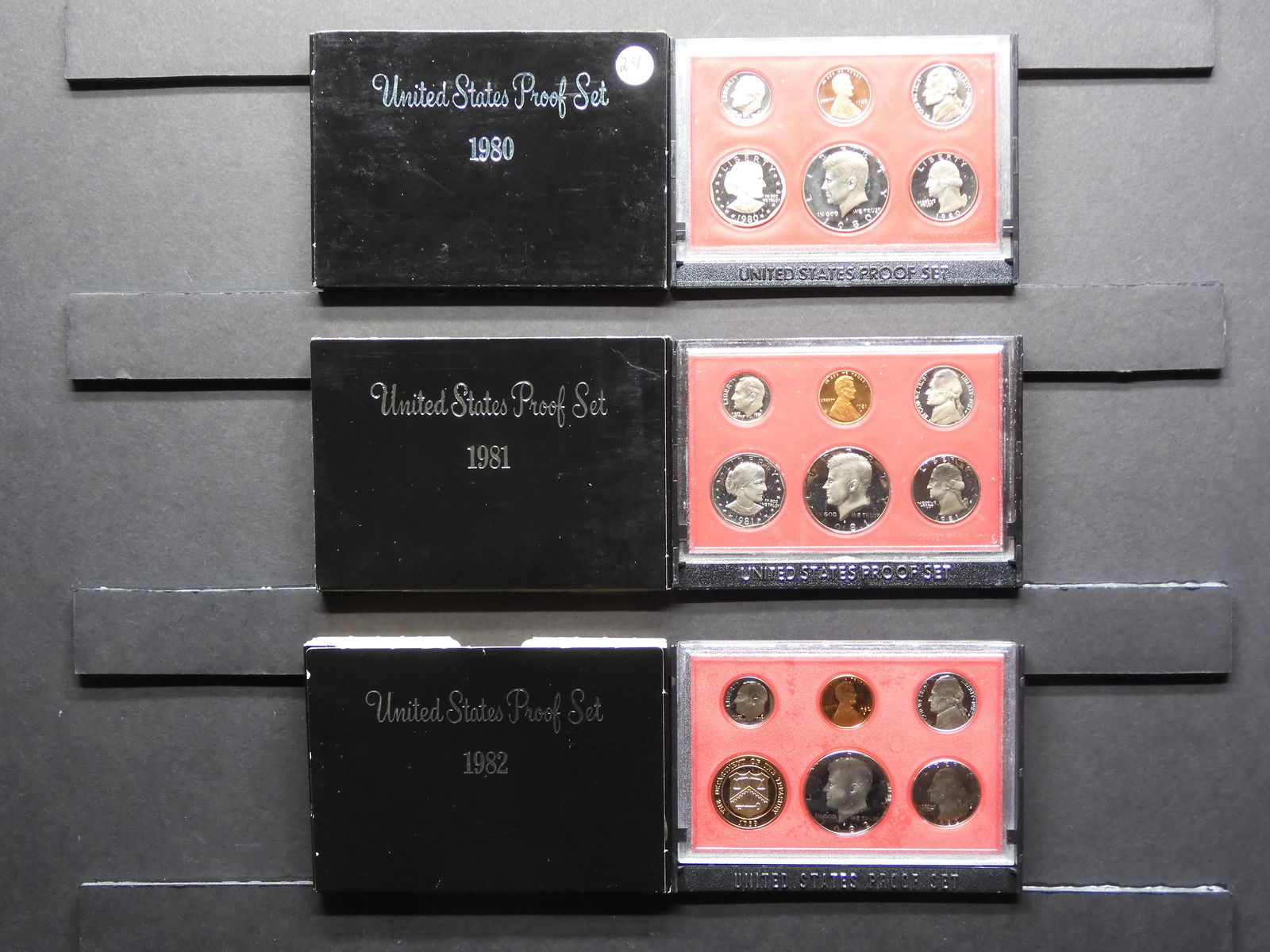 Trio of U.S. Proof Sets - OGP - 1980-S, 1981-S, 1982-S (1 of 7)