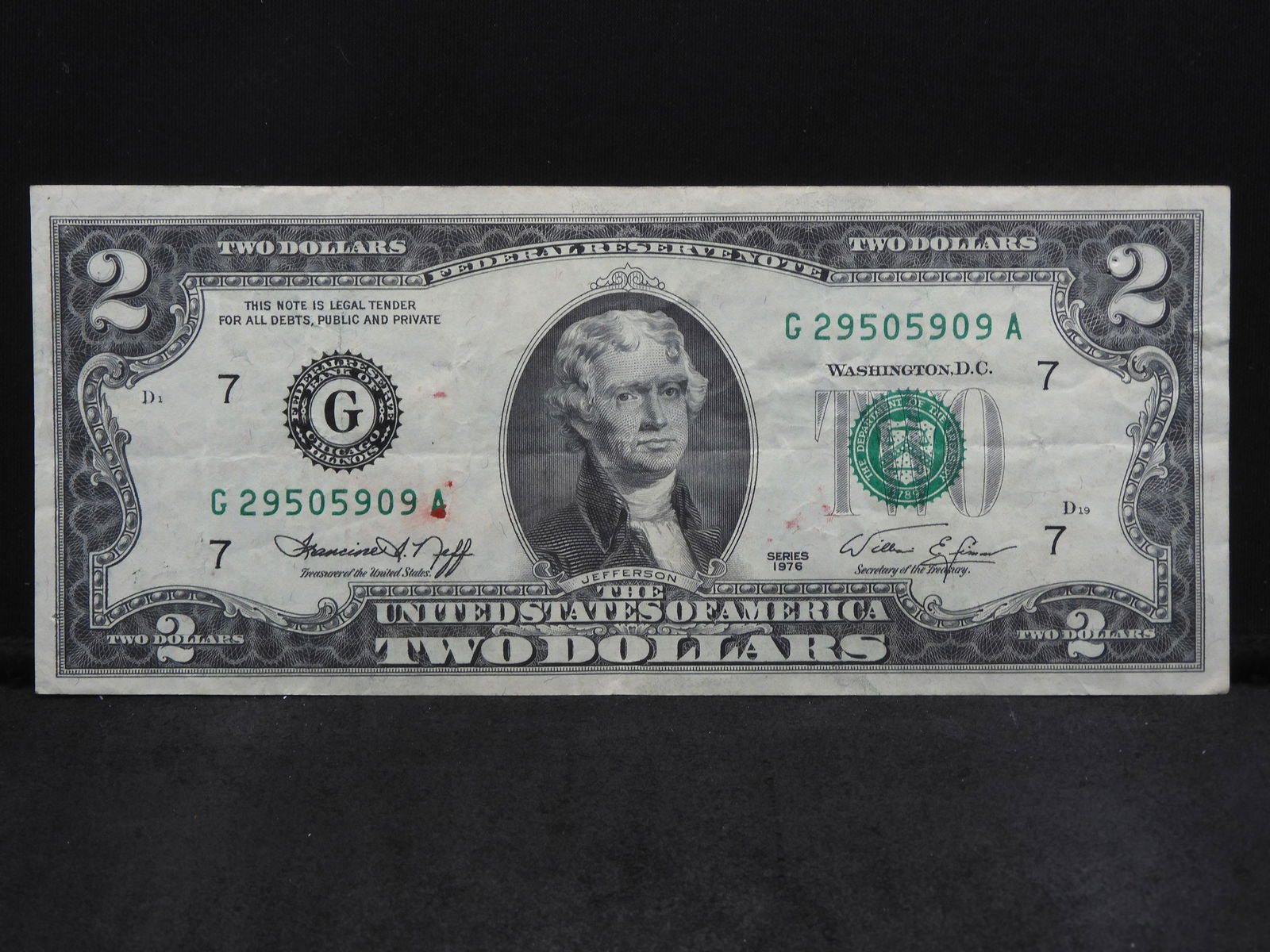 1976 U.S. Bicentennial $2.00 Federal Reserve Note Bank of Chicago (1 of 4)